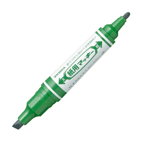 （まとめ） ゼブラ 水性マーカー紙用マッキー（太+細） 緑 WYT5-G 1本 (×50セット)
