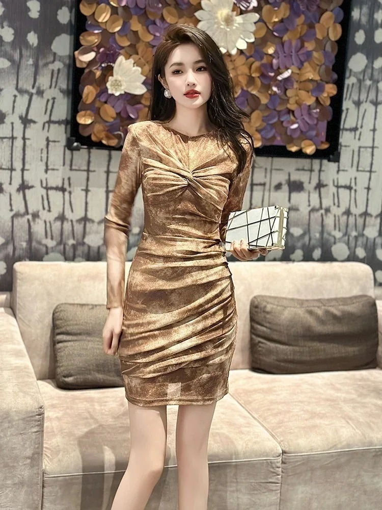 【JY.上品】 秋冬 ショートワンピ 小柄 スリム パーティードレス キャバ 着痩せ 大人 同窓会 披露宴 卒業式 結婚式 演奏会 ウェディング 二次会30%までに制限 5,318円