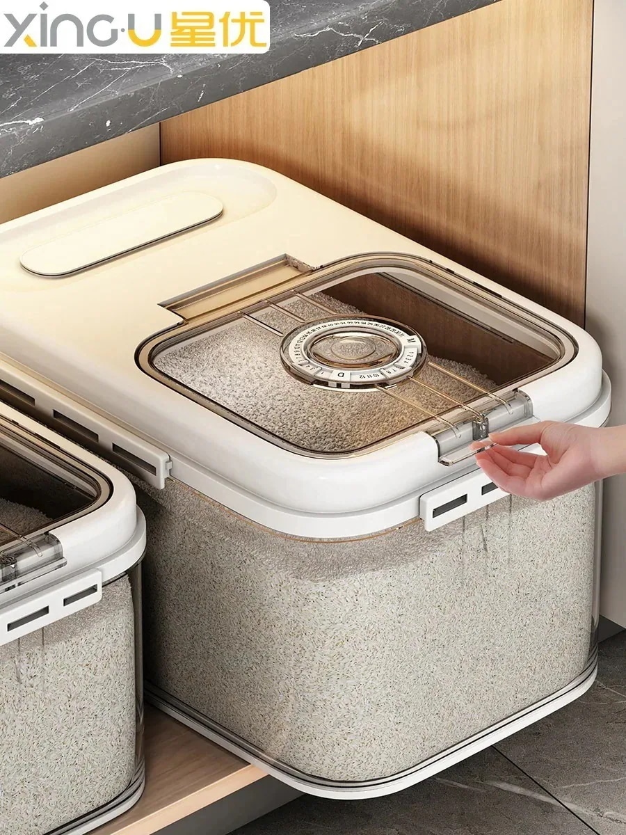 10個セットで割引価格 メガ割 パック米バケツ家庭用防虫防湿密封米タンク米貯蔵ボックス米ボックス小麦粉貯蔵タンク- パールホワイト 15斤パールホワイト 30kg福袋