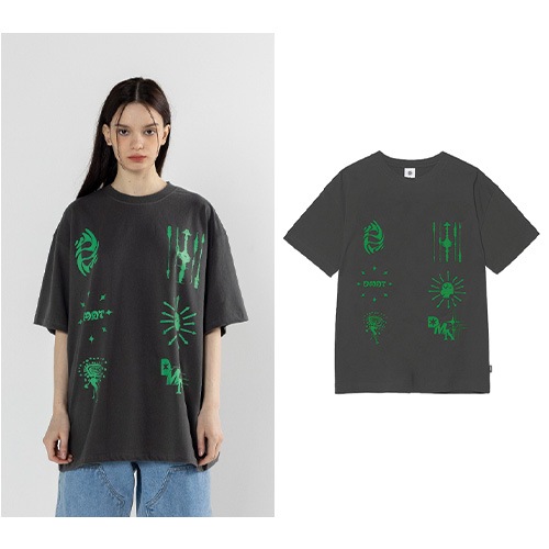 [ダイナミックデュオ ゲコ 着用] スチーム セルス Tシャツ_charcoal/韓国ファッション 韓国人気ブランド 大学生ファッション