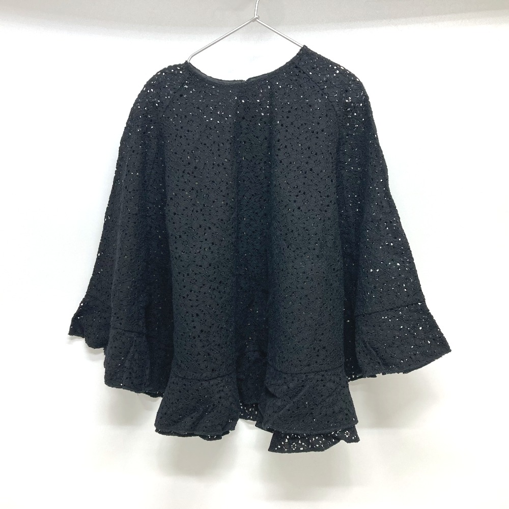 LE CIEL BLEU ルシェルブルー ポンチョ 22A62206 トップス レース ケープ アパレル ブラウス フラワー フリル フレア コットン ブラック