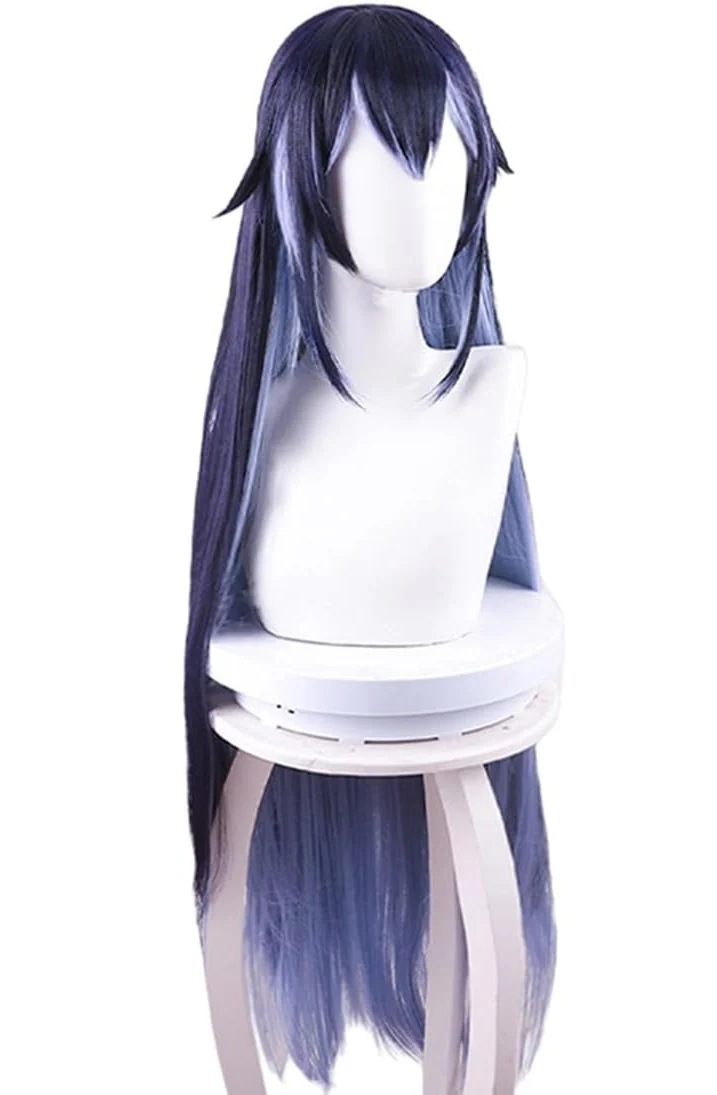 コスプレウィッグ崩壞3rd死生の律ゼーレ紺色水色ミックスカツラネット付き長髪耐熱文化祭小物変身仮ステージ服