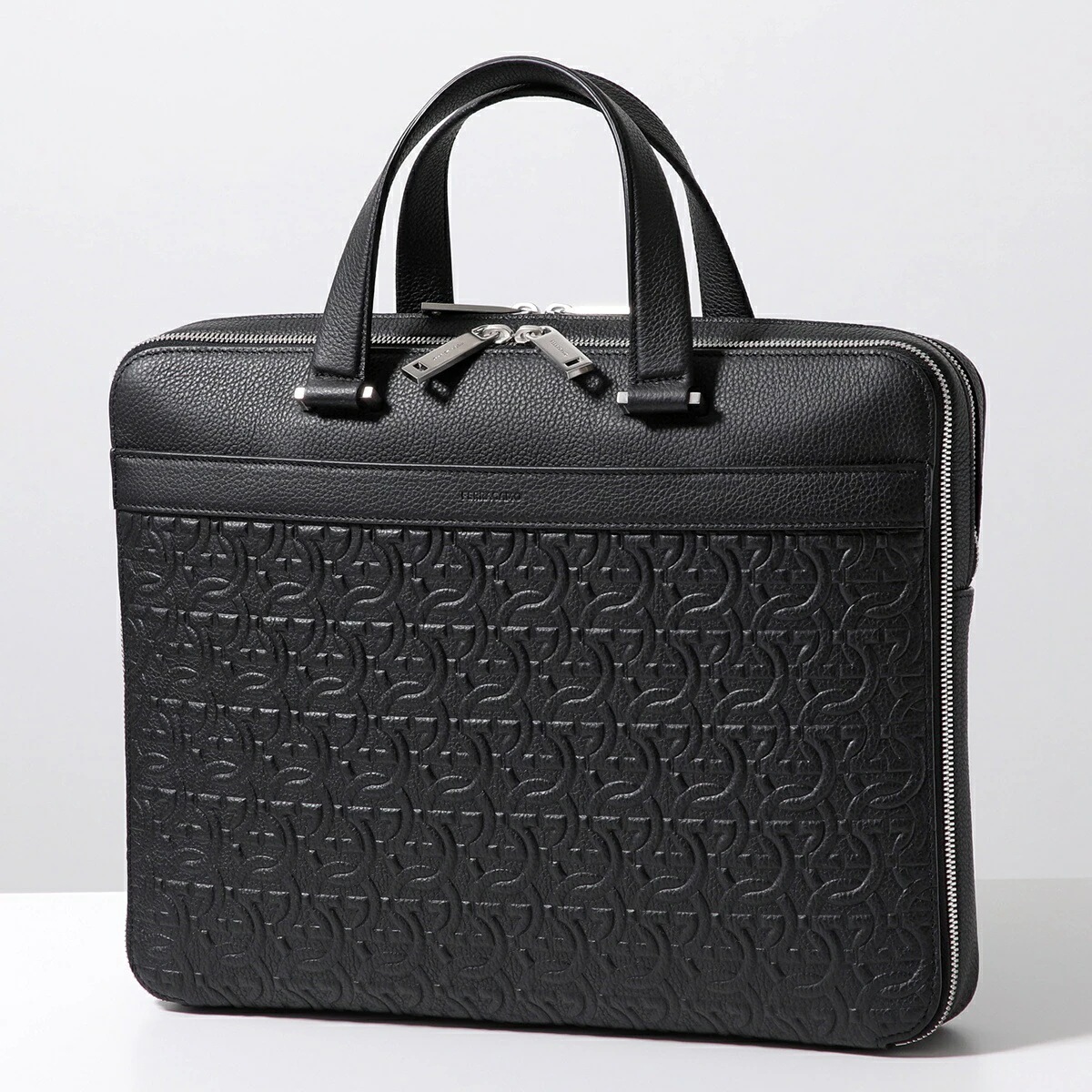 FERRAGAMO フェラガモ ブリーフケース 24 1364 メンズ ガンチーニ レザー ビジネスバッグ ロゴ 鞄 001/NERO