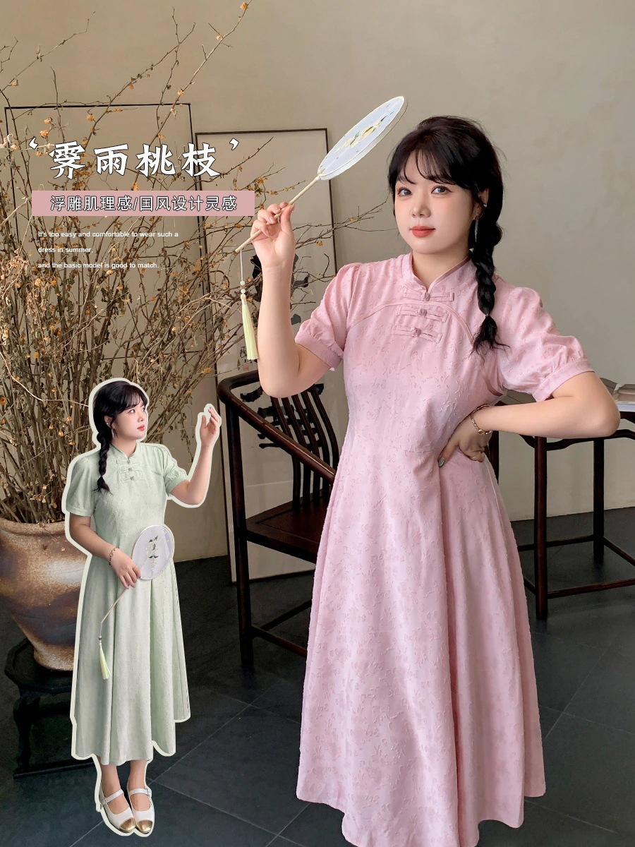 【ぽちゃまに】 夏 チャイナドレス 中華風 大きいサイズ 体型カバー レディース ワンピース メガ割30%までに制限