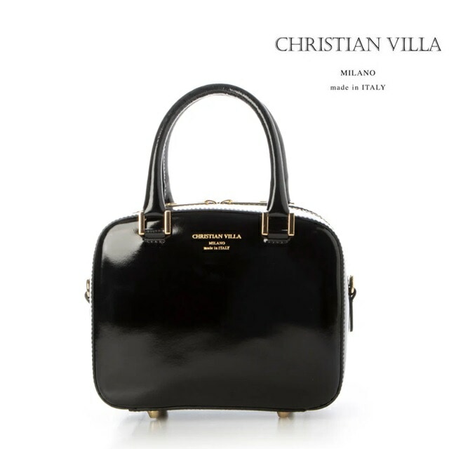CHRISTIAN VILLA クリスチャンヴィラ ハンド バッグ 2WAY ショルダーバッグ レディース イタリア製 牛革 ガラスレザー 6152