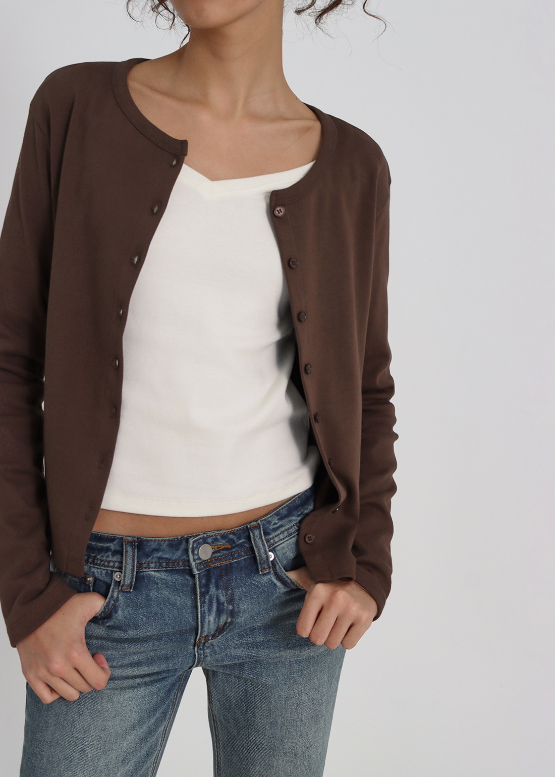 [B-BASIC] スタンダードラウンドカーディガン2SIZE