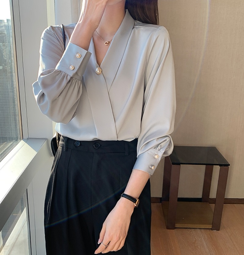 トップス デート モテアイテム シャツ ブラウス 長袖 カシュクール シフォン 可愛い きれいめ 上品 おしゃれ かっこいい 可愛い ラブリー キュート ガーリー クール モード系 セクシー