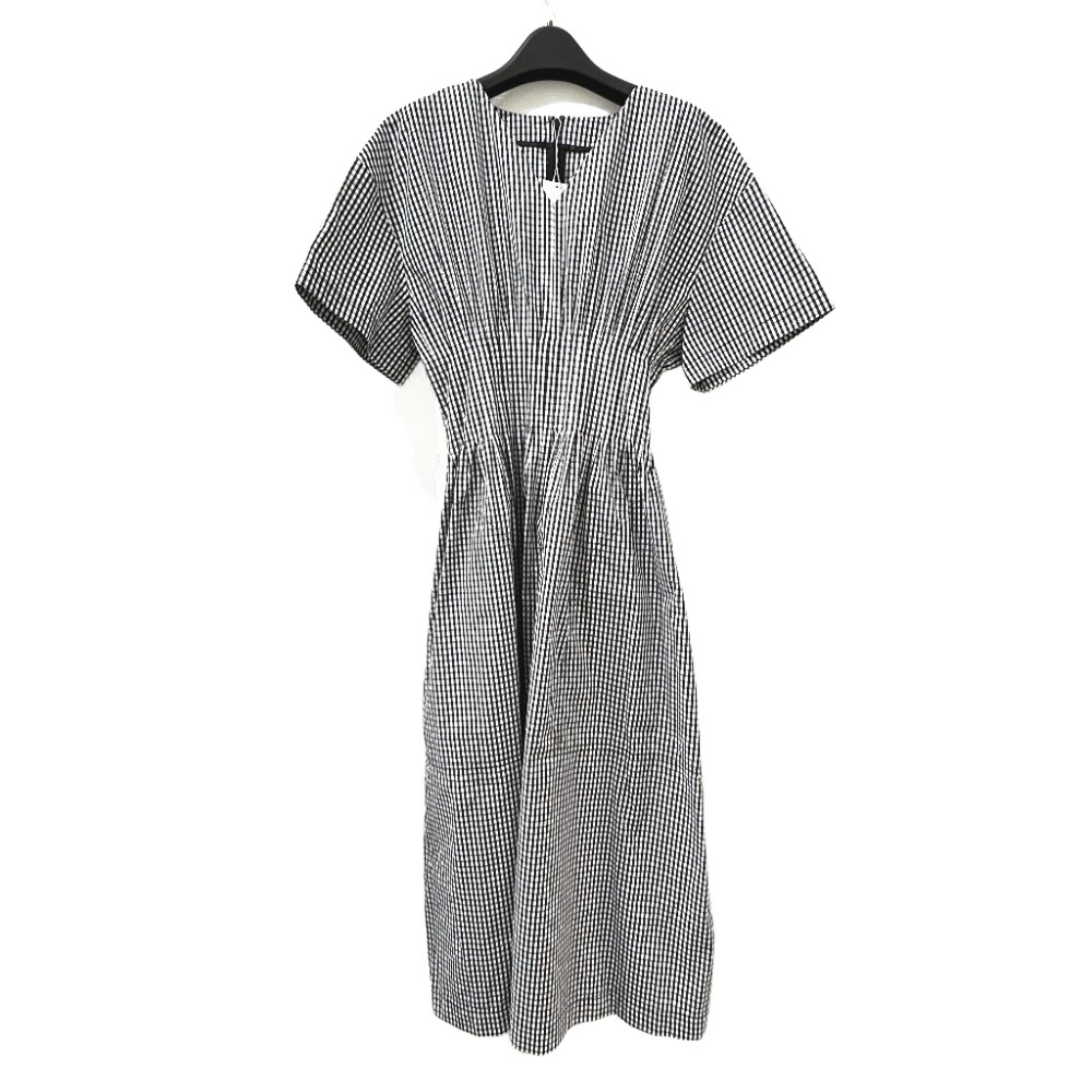 LE CIEL BLEU ルシェルブルー ワンピース 26S65618 ギンガムチェック ラウンドフォームドレス アパレル 半袖 コットン ホワイト