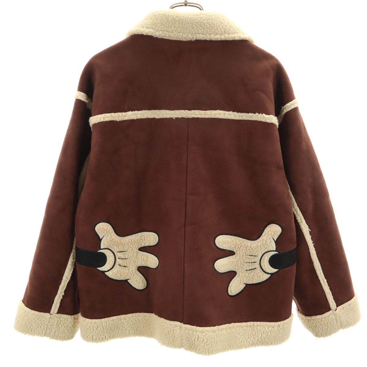 Disney SERIES CREATED by MOUSSY ディズニーシリーズクリエイテッドバイマウジー バック ミッキーマウスハンド ジャケット F ブラウン 裏ボア レディース 古着