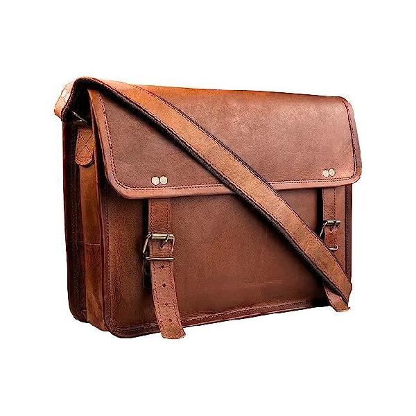 RUSTIC TOWN メッセンジャー ショルダーバッグ SFR151104SH その他メンズバッグ [RUSTIC TOWN] 本革ショルダーバッグビジネスメッセンジャー斜めに通勤PCブリーフケースバッグ15インチ