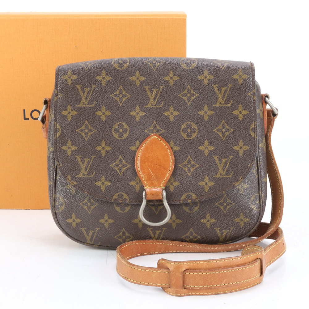 ベタなし モノグラム サンクルー GM M51242 レザー×コーティングキャンバス ショルダーバッグ 斜め掛け ハンド トート レディース RUE CQ9-7 中古