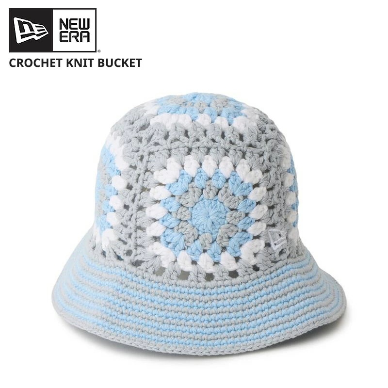 ニューエラ レディース ニット バケハ 帽子 NEW ERA クロシェ ニットバケット ブルー/グレー/ホワイト 14744714