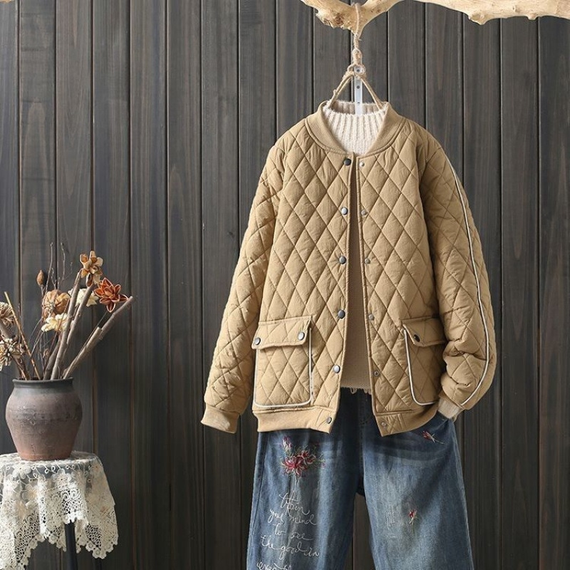 ノーカラーキルティング レディース ノーカラー コート アウター 羽織り 長袖 中綿 コート 防寒 秋 冬 キルティング コート