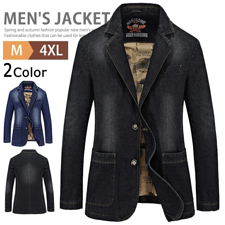 ジャケット フォーマル メンズ 春服 秋服 カジュアル ビジネス ブレザー テーラードジャケット デニムジャケット 2つボダン おしゃれ ライトアウター アウター ジーンズ Gジャン スーツジャケット