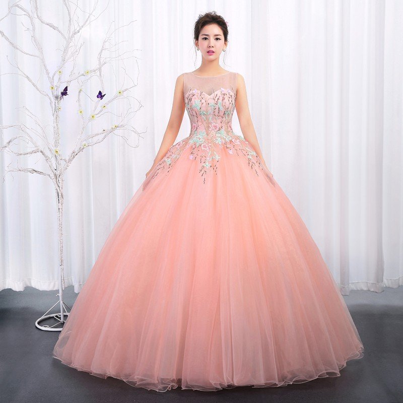 ウエディングドレス カラー 演奏会 安い ピンク ロングドレス 結婚式 花嫁ドレス 二次会 プロムド