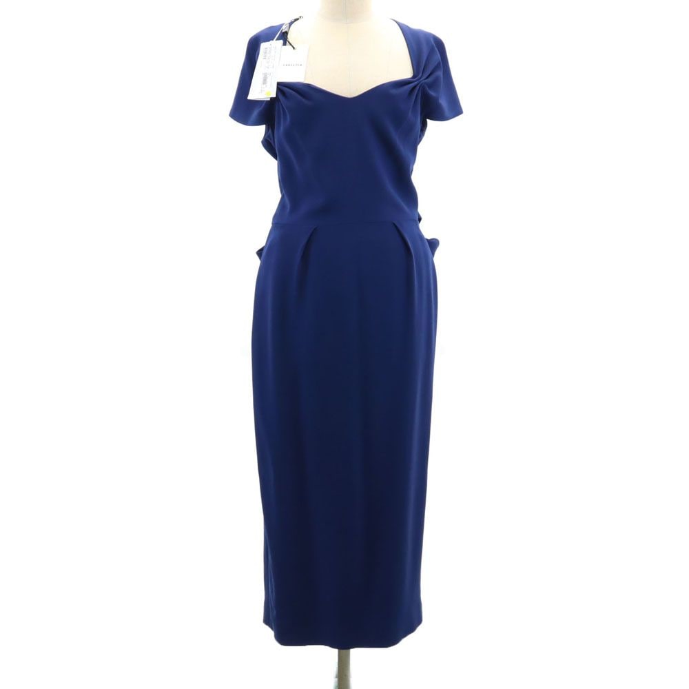 未使用 半袖 ワンピース 42 ネイビー系 バックジップ タグ付き レディース