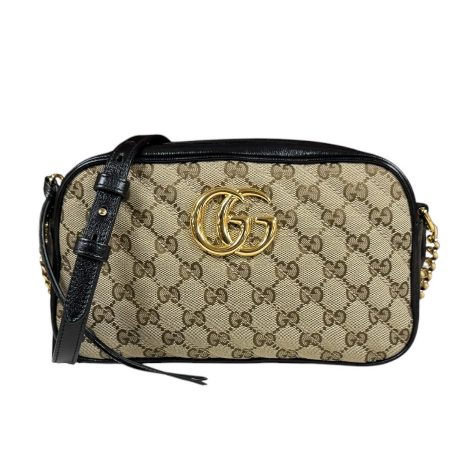 グッチ GGマーモント ショルダーバッグ GGキャンバス 447632 ベージュ GUCCI 中古 美品