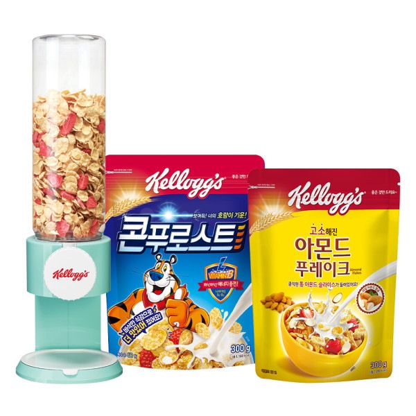 シリアル ディスペンサー (ミント) + コーンフロスト 300g + アーモンドフレーク 300g 4,832円