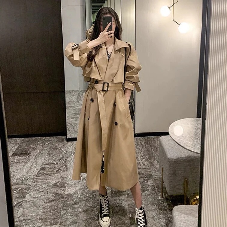 【急速出荷】韓国ファッションロングレディーコートスリムレディースコート通勤アウター レディーストレンチコート 4,728円