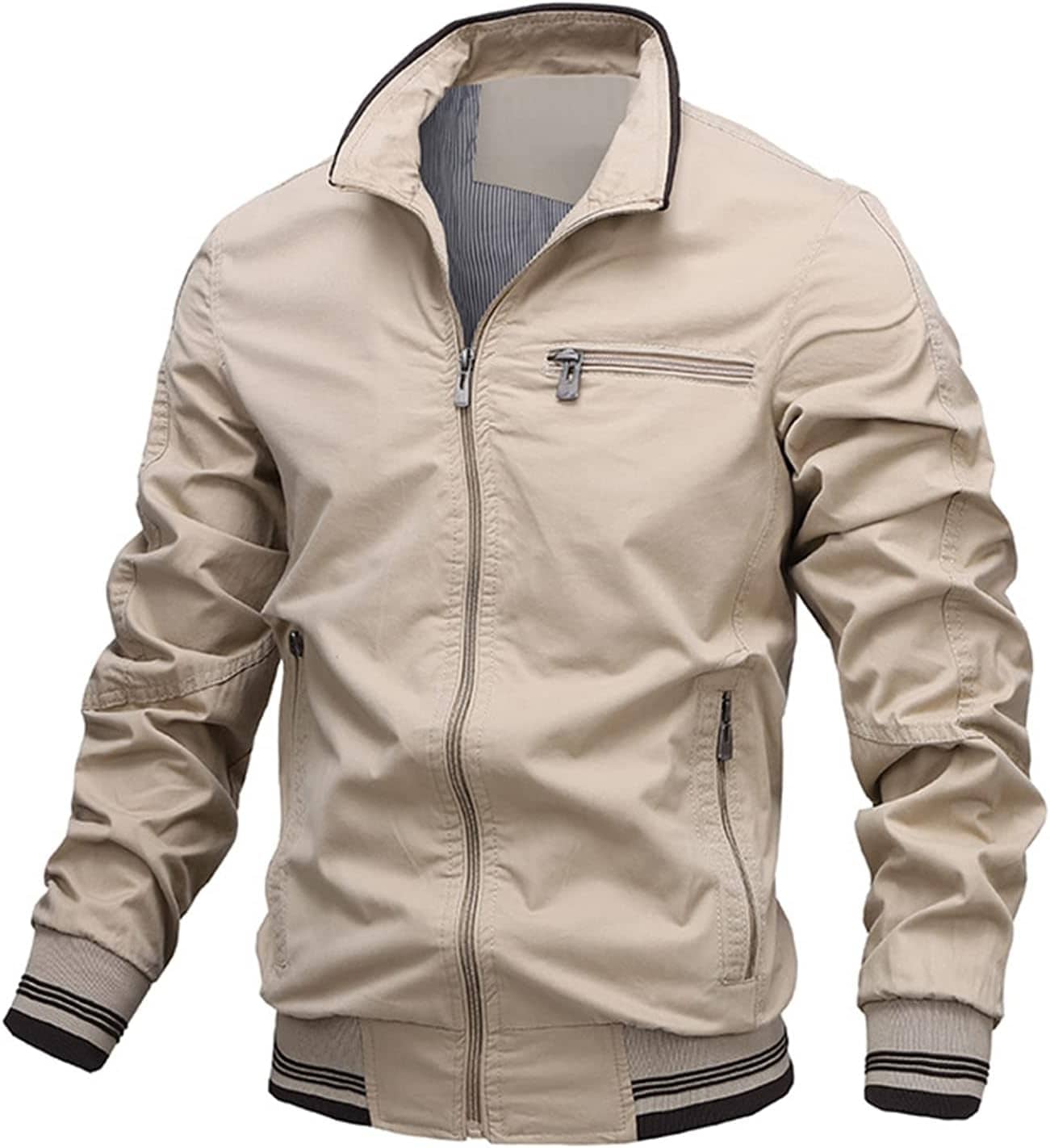 メンズ ジャケット ブルゾン 綿 ジャンパー アウター 立ち襟 ジップアップ 無地 ショート コート スタジャン 春 秋 長袖 シンプル アウトドア 通勤 通学 男性用 トップス おしゃれ 大きいサイ