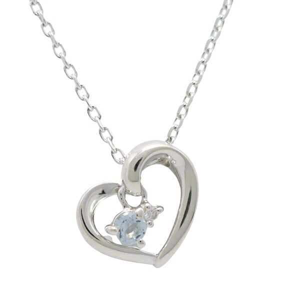 正規紙袋＆箱付 ネックレス レディース ハート 3月 誕生石 ジュエリー アクセサリー