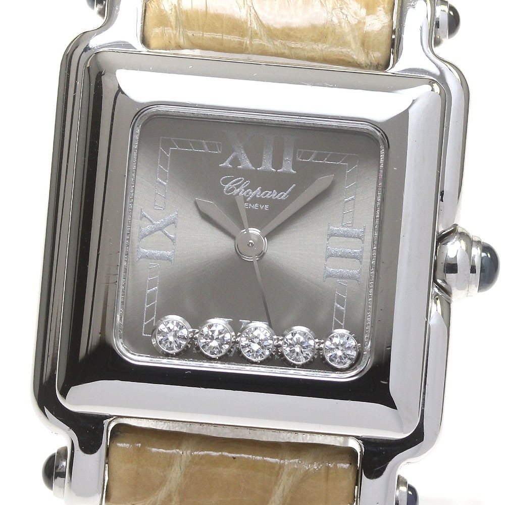 ショパール Chopard 27/8892-23 ハッピースポーツ スクエア 5Pダイヤ クォーツ レディース _847966【中古】