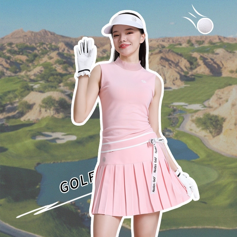 ゴルフウェア レディース スポーツウェア セットアップ プリーツスカ 半袖 袖無し Tシャツ ミニスカート 上下セット ピンク 女性 テニスウェア 速乾 通気性 春夏 韓国風 おしゃれ