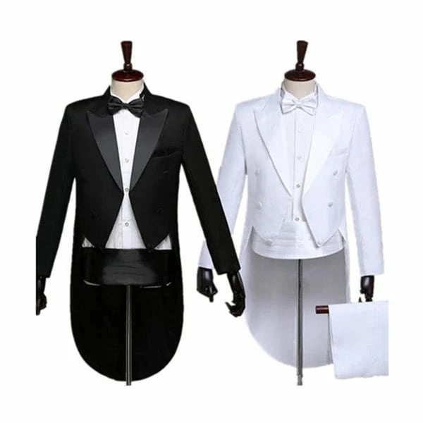 女性/メンズフォーマル　スーツ 燕尾服　結婚式/パーティ/司会　スーツ/ズボン/蝶タイ/カマーベルトの4点セット　お呼ばれ　披露宴　二次会