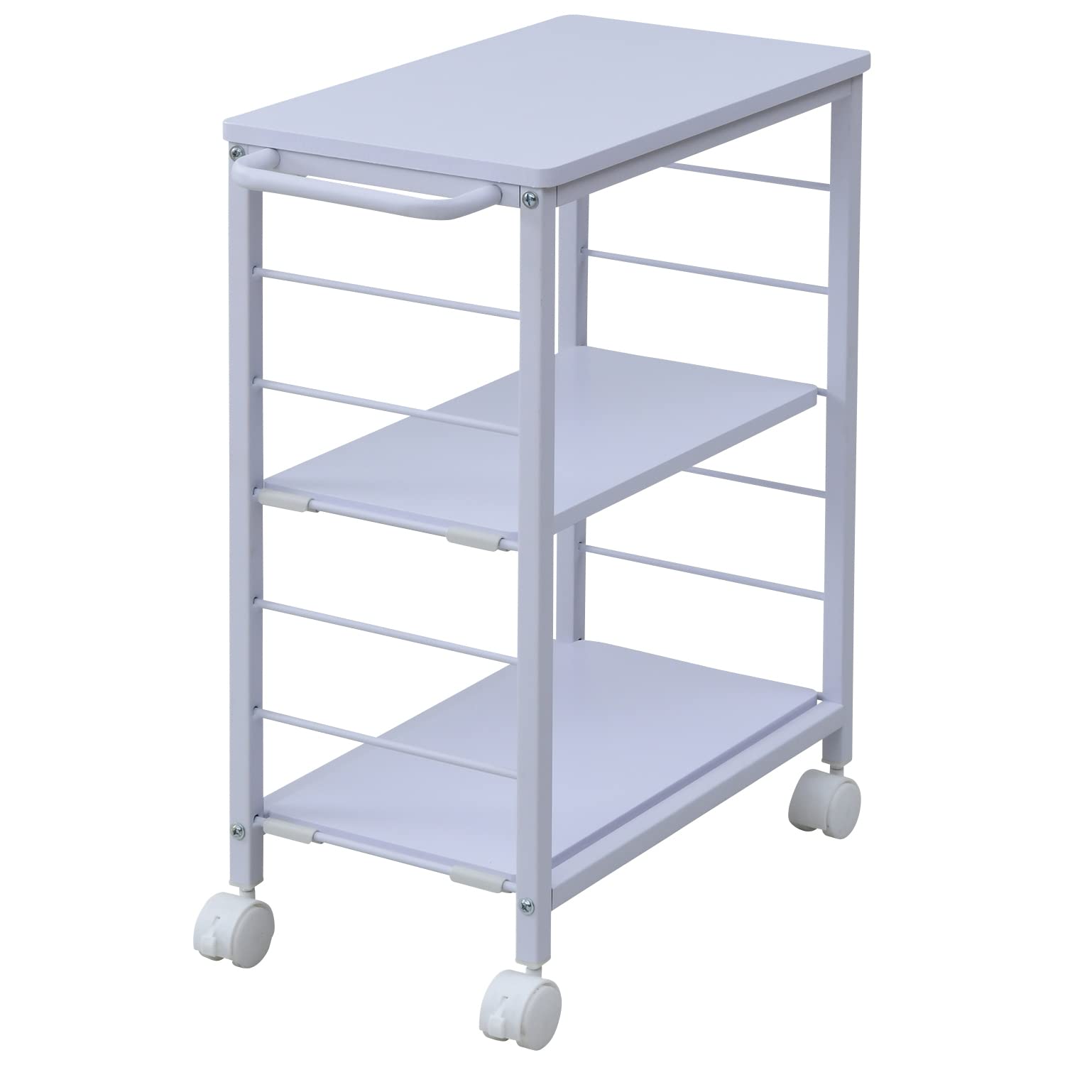 棚が動かせる キッチンワゴン 幅30 奥行56 高さ70cm キャスター付き MMG-7030C(AIV/SWH) アイボリー(木目調)