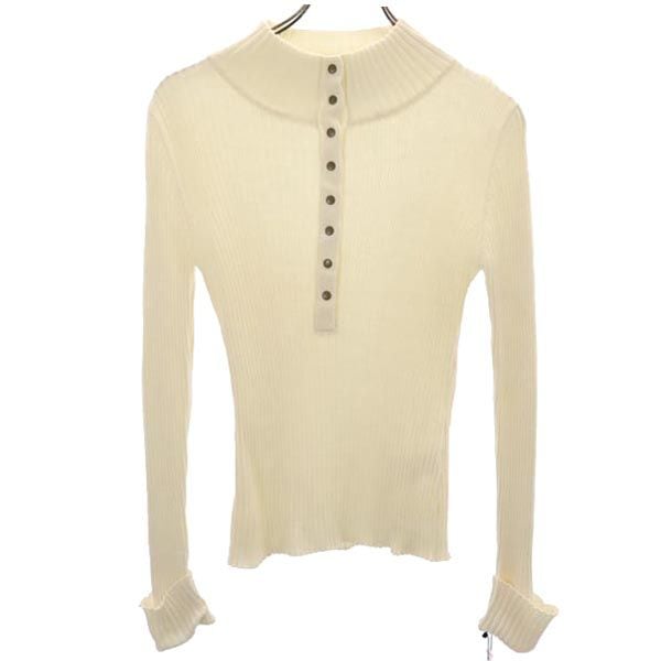 未使用 ウールブレンド 長袖 リブニット セーター 40 ホワイト レディース