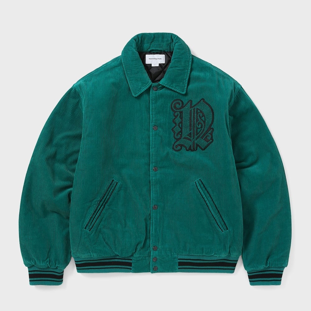 ディス・イズ・ネヴァー・ザット・フォーチュナコーデュロイバーシティジャケットグリーン