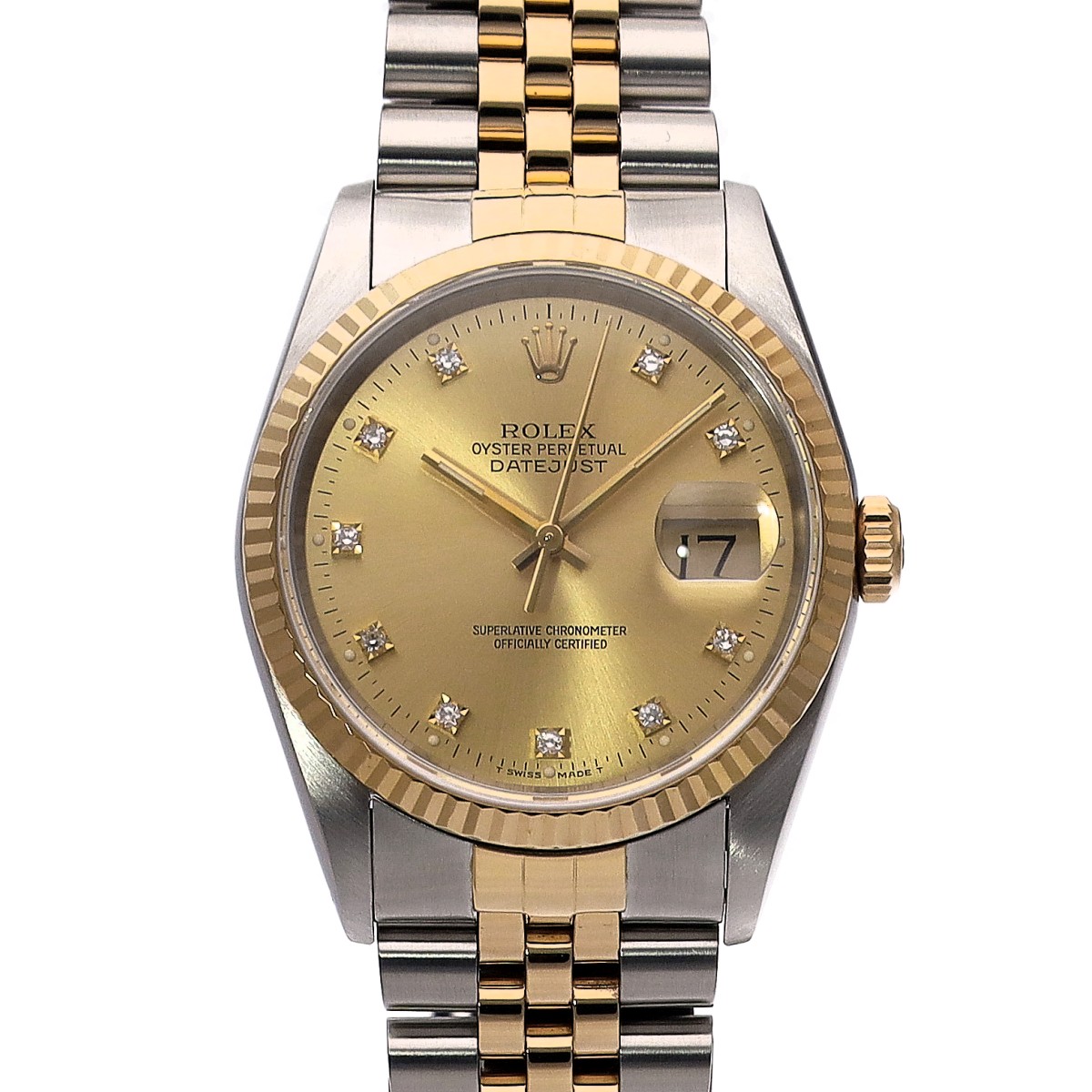 ロレックス デイトジャスト 10Pダイヤ 16233G シャンパン/ダイヤモンド メンズ 腕時計 自動巻き 中古 銀蔵 440,000円