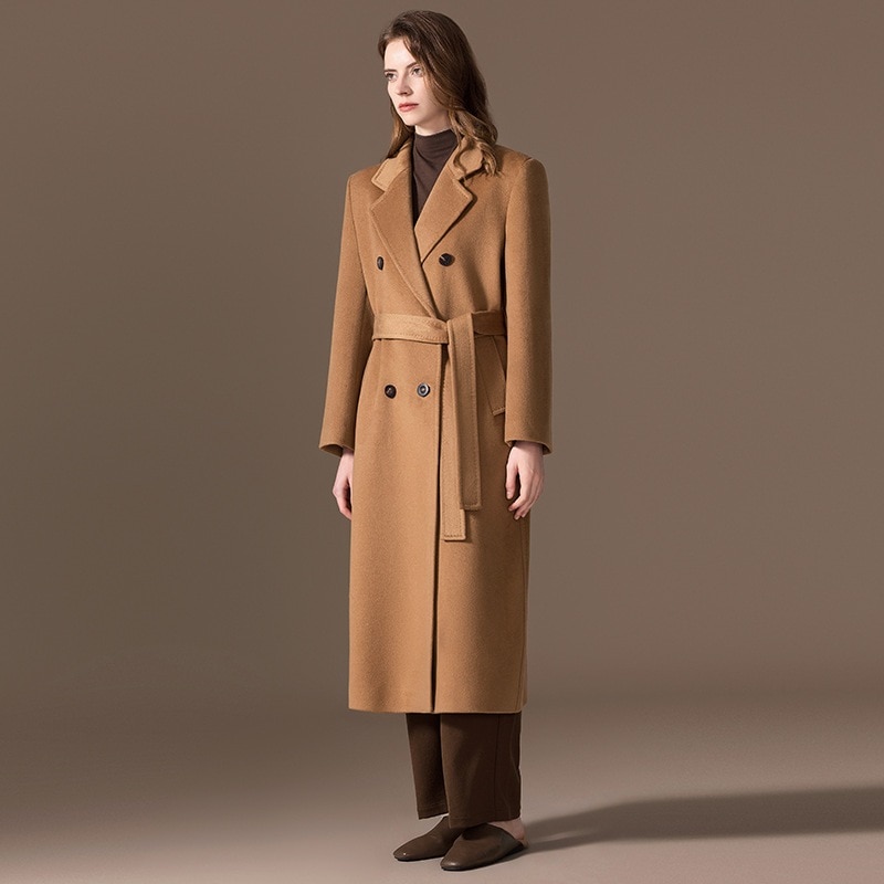 裏地付きカシミヤ100%コート レディース ロング 2025年冬新作 ストレート 101801 ショルダーウールコート