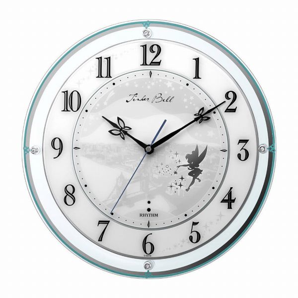 取寄品 正規品 RHYTHM リズム時計 4MY854MT05 ディズニー 掛時計854 ティンカーベル アナログ表示 掛け時計