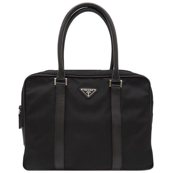 プラダ PRADA ビジネスバッグ ナイロン ブリーフケース ナイロン ブラック シルバー金具 黒 トート 【保存袋】【中古】