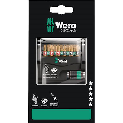 WERA ヴェラ 12点組 ダイヤモンドコーティング Bi-Torsion ドライバービット ホルダーセット ケース付 136392 工具 ツール DIY 10,020円