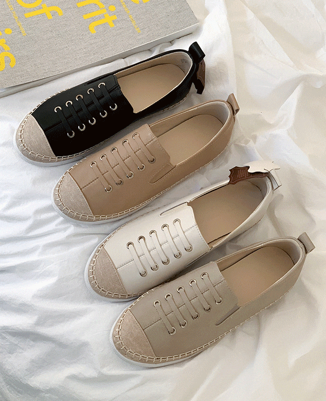 [MILOVANY] サドンリ 牛革 レースアップ スリップオン 3cm