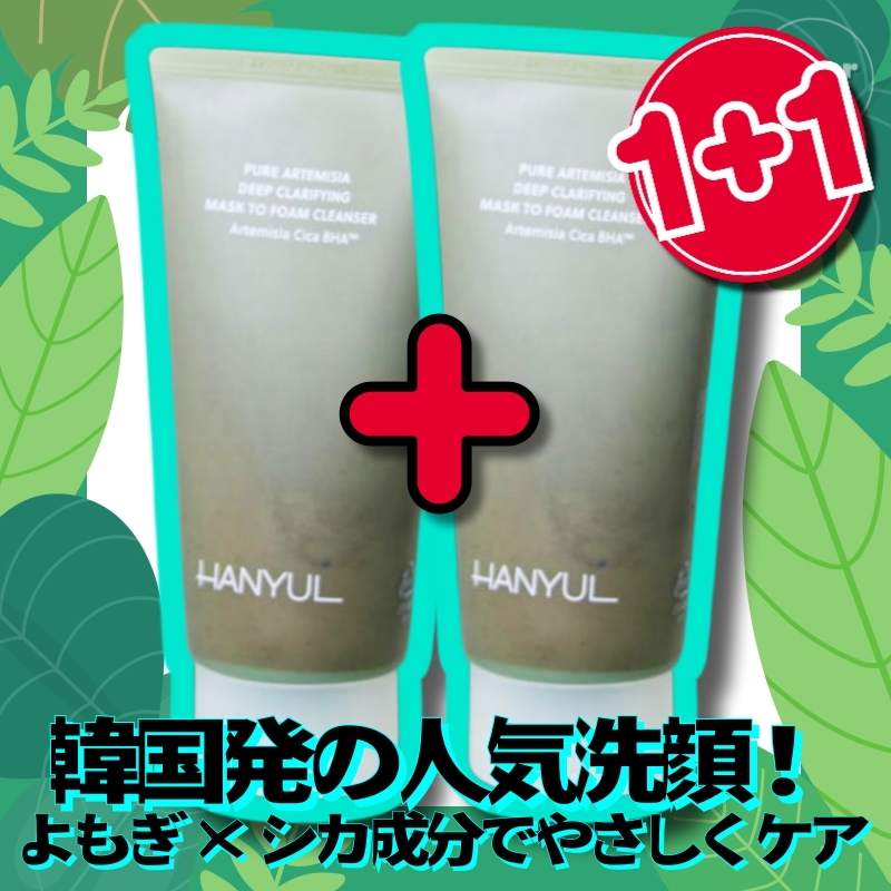 【1+1/なめらかで心地よいよもぎ洗いあがり】新芽のヨモギ クレンジング 吸着パックフォーム 120ml, 2個/毎日つかいたくなる洗顔/よもぎ × シカ成分/マイルドクレンジング