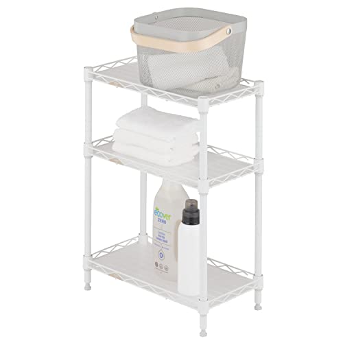 ドウシシャ ルミナス ラテ 隙間収納ラック 幅25cm 奥行45 3段 ホワイト 白 おしゃれで可愛い スリムスチールラック 落下防止シート付き 全体耐荷重90kg 幅24.5×奥行44.5×高さ60