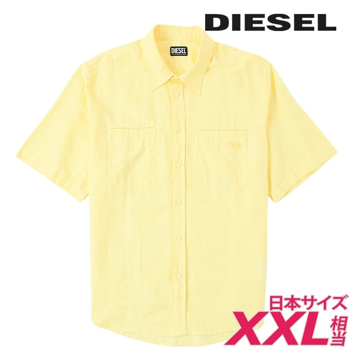 半袖シャツ メンズ S-OMAR-SSL オーバルDワンポイント刺繍ロゴ 麻混 die-m-t-g4-11d
