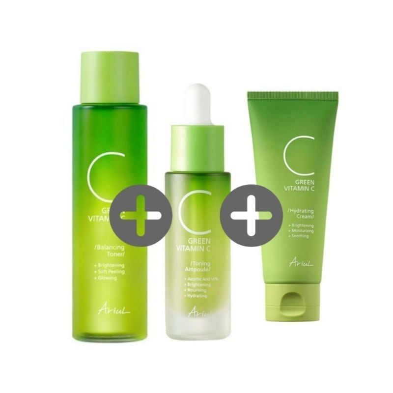 [3点 セット]グリーンビタミンCハイドレーティングクリーム, 100g トーニングアンプル, 15ml バランシングトナー, 150ml 韓国コスメ