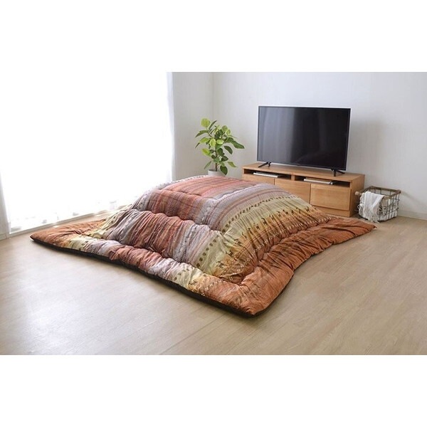 1151290200403 ギャッベ柄 こたつ布団 長方形 掛け単品 オレンジ 約205×315cm メーカー直送