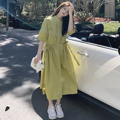 新作 ワンピースドレス愛されドッキングシャツワンピース カジュアル 流行り シャツワンピース
