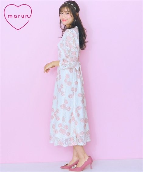 ロング・マキシ丈/半袖 大きいサイズ レース花柄ワンピース marun 18,590円