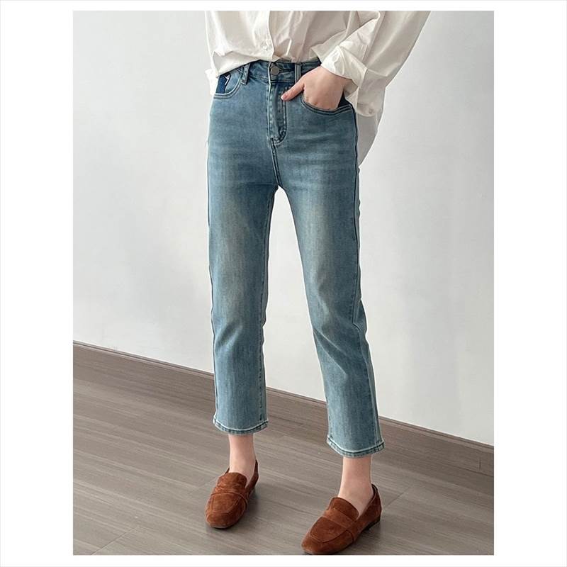 ボトムス レディース デニムパンツ ジーンズ ジーパン Gパン アンクル丈 九分丈 9分丈 ポケット ストレート ハイウエスト シンプル カジュアル おしゃれ お洒落 こなれ感 ラフ ボーイッシュ メ