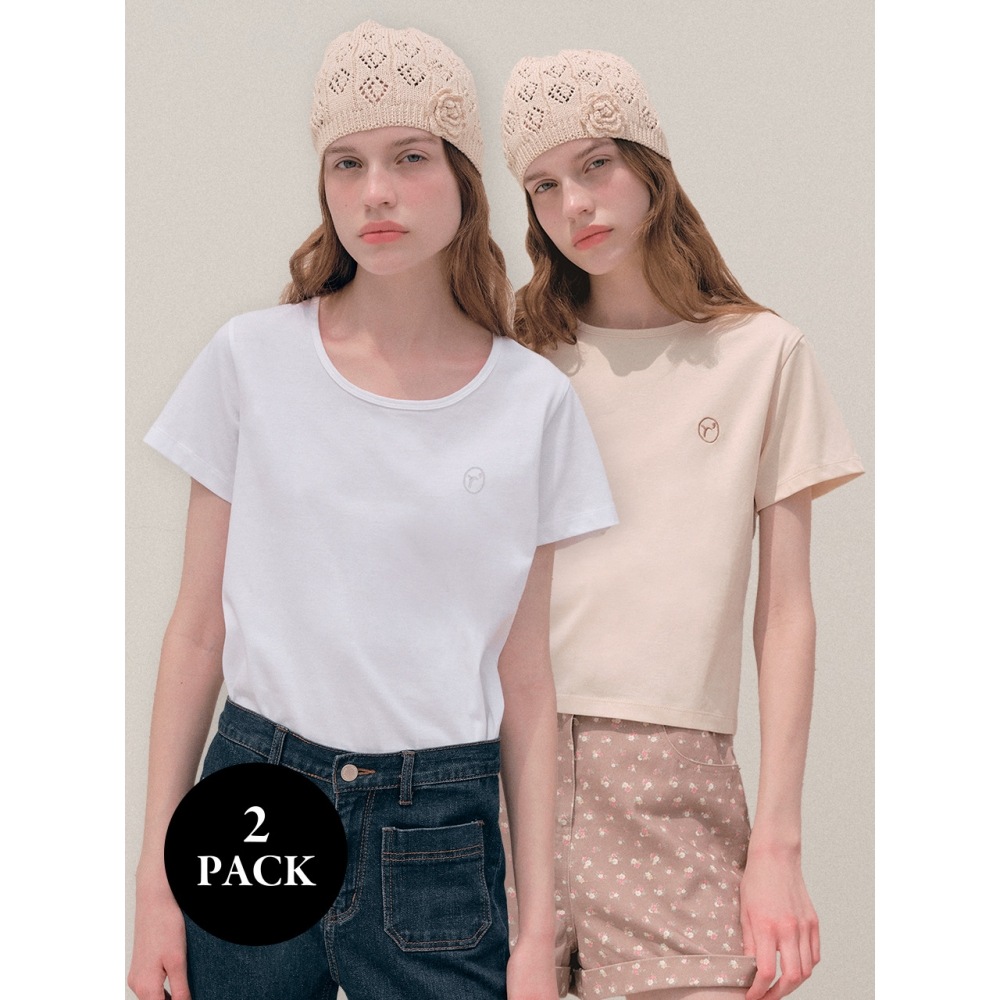 ロラローラ U ネック+ラウンドネックシルケット T シャツセット