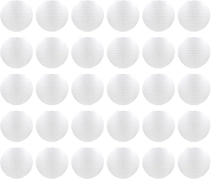 提灯 白ちょうちん お盆 七夕飾り 夏祭り 居酒屋 紙風船 装飾 (ホワイト, 30cmx30個)