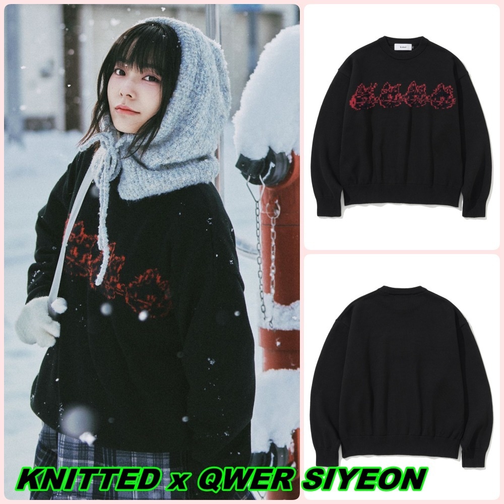 【KNITTED x QWER SIYEON】Cars Band Round Knit BLACK
