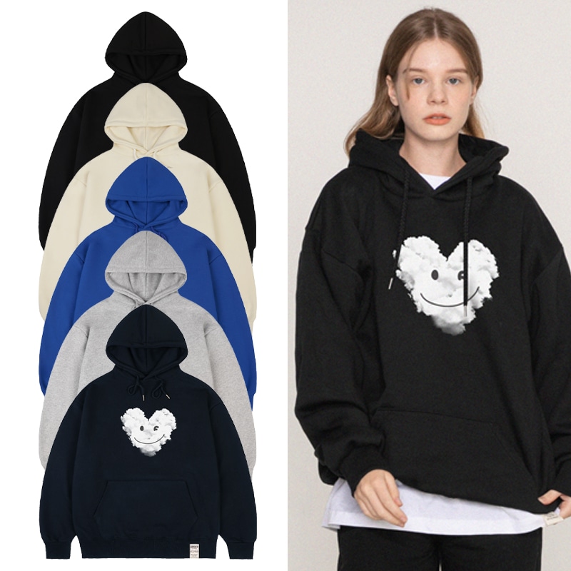 [UNISEX] Big Cloud Heart Smile Hoodie_5color