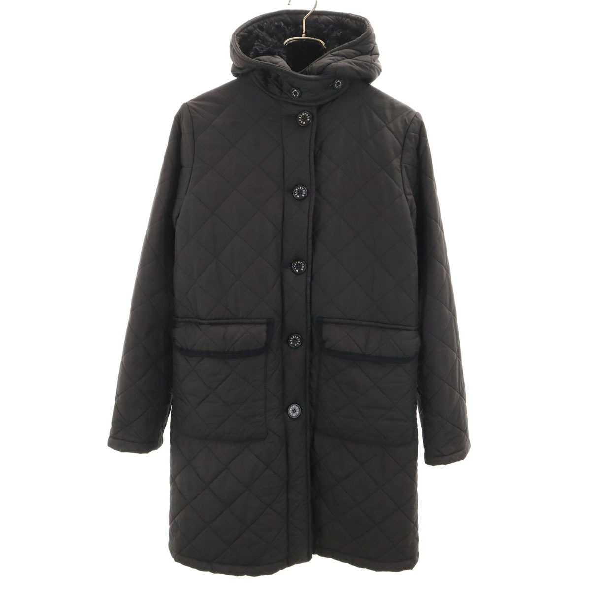 MACKINTOSH SCOTLAND マッキントッシュスコットランド USA製 キルティングコート 36 ブラック 裏ボア レディース 古着